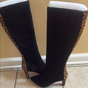 Alfani Black Over the Knee Boots Sleek Leather Block Heel